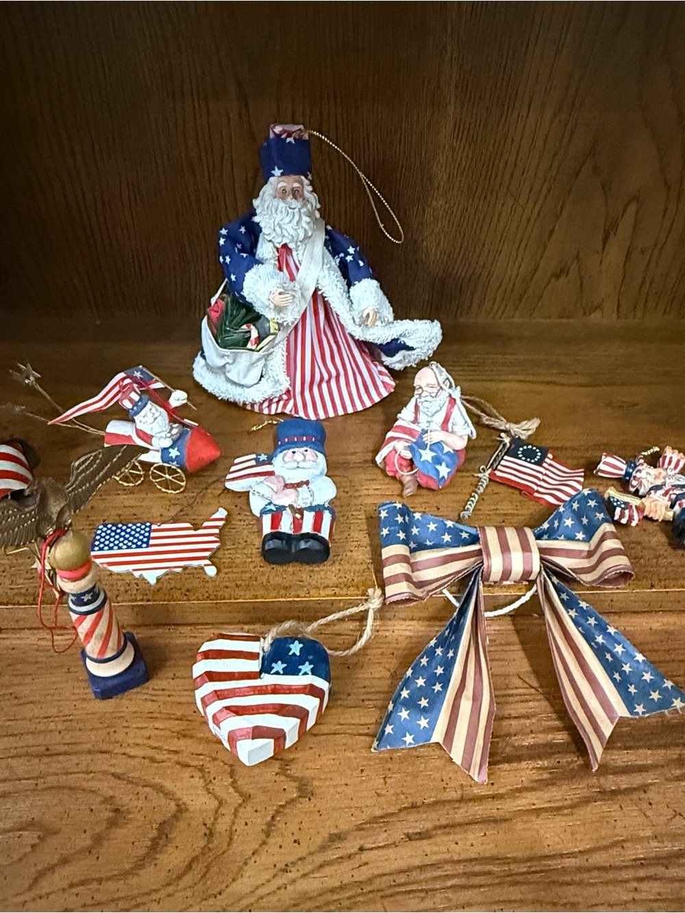 Lot of 10 Patriotic Ornaments - Red White & Blue Holiday Decor